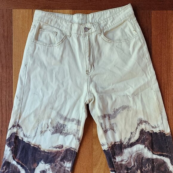 SHEIN Marble Print Wide Leg Jeans Size 6 - Picture 4 of 15